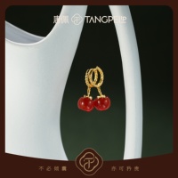 Boucles d'oreilles pendantes TANGPEI pour femme en alliage et résine, plaqué or 24 carats, 'Dankou Gleam', en forme de kaki rouge Ankhora, cadeau tendance et mode