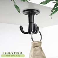Crochets pivotants robustes en alliage de zinc massif, rotation à 360°, noir mat, pour suspension sous armoire ou au plafond, fournitures de quincaillerie pour projets