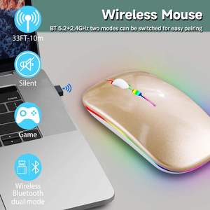 Rechargeable Mouse 2.4G USB Optical <b>Wireless</b> Mouse LED Slim Dual Mode bluetooth Mouse for Laptop <b>PC</b> Mac OS - Product Image 3