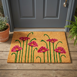 Nouveau tapis en fibre de coco avec support en PVC, épaisseur moyenne, rectangulaire, fabriqué à la machine, antidérapant, lavable, durable, écologique, couleur unie - Product Image 3