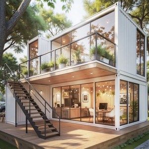 Maisons conteneurs pliables de luxe modernes personnalisables 20/40 pieds, villas, mini-maisons, supermarchés, salles de bain, garages en acier - Product Image 1