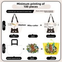 Sacs cadeaux personnalisés en plastique tissé à la main pour exposition d'anime, avec logo personnalisable, pliables, design à bandoulière unique