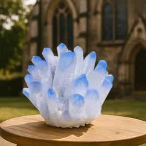 Pierre de quartz de guérison 200-300g, décoration Feng Shui, souvenir, grappe de cristaux bleus fantômes pour la décoration - Product Image 6