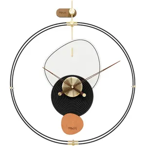 EMITDOOG Design Metal Wall Clock Wholesale Modern Home Decor Minimalist Wooden Craft Walnut Hands diy Luxury Clocks