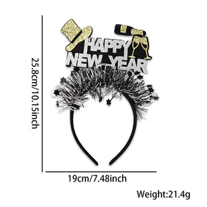 HY2 2026 cerchietti <span class=keywords><strong>per</strong></span> feste di <span class=keywords><strong>capodanno</strong></span> fasce in oro nero decorazioni <span class=keywords><strong>per</strong></span> eventi di vendita calda di Natale <span class=keywords><strong>capodanno</strong></span> - Product Image 5