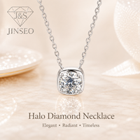 Collier Pendentif Femme JINSEO en Argent 925 Plaqué Rhodium avec Moissanite Personnalisée, Sertissage Griffe Minimaliste, Chaîne Tennis, Bijoux Fins