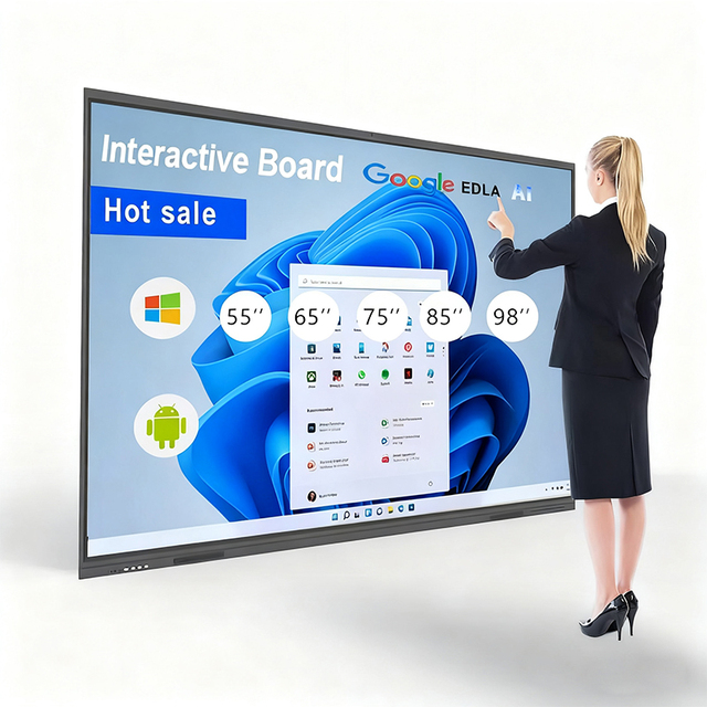 55 65 75 85-Inch Interactive Whiteboard 4K UHD 20-Point IR Touch 48MP Camera Aluminum Frame Intel Core I3/i5/i7