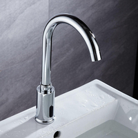 Robinet de lavabo moderne de luxe en laiton à détection automatique sans contact, finition chromée, installation monotrou