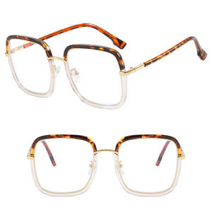 Gafas DL Marco de gafas de forma cuadrada Miopía Anti luz azul TR90 Lente plana transparente Marco grande Marco óptico - Product Image 5