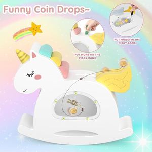 Hucha de madera con forma de unicornio y función de entrada de monedas para niños de 2 a 4 años - Product Image 1