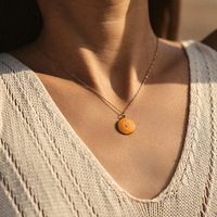 Collier en acier inoxydable plaqué or 18 carats personnalisable avec pendentif soleil lune mauvais œil pour femme Cadeau bijoux bohème
