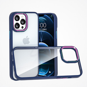 2022 New Style Electroplated Metal Transparent Tpu+pc Phone Case For iphone