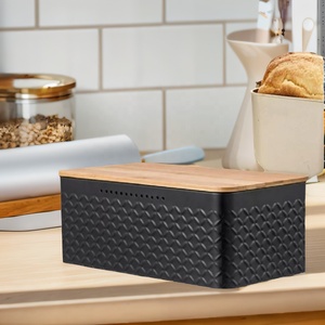 Scatola per il pane in metallo in ferro da cucina contenitore per il pane contenitore di <span class=keywords><strong>latta</strong></span> con coperchio in bambù porta cestino per il pane - Product Image 6