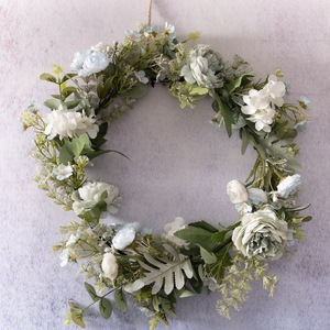 พวงดอกไม้ประดิษฐ์ CallaFloral สีขาวใบเขียว สำหรับตกแต่งงานแต่งงานและบ้าน CF01093 - Product Image 1