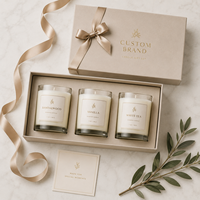 Layanan Satu Atap Promosi Pabrik Kotak Kustom Hadiah Ulang Tahun Aroma Alami Set Hadiah Lilin Wangi Elegan