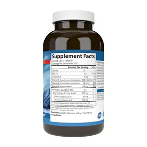 Private Label Cod Liver Oil Gems Softgel Organizer Vitamins Supplements Omega 3 Fish Oil Capsules