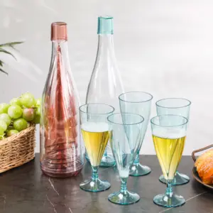Copa de plástico de champán Vintage de grado alimenticio de plástico de color reutilizable transparente de 150ml de alta calidad