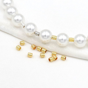 Cuentas de Barril de Tres Capas de Cobre Chapado en Oro de 18k D162, Accesorios de Joyería DIY - Product Image 3