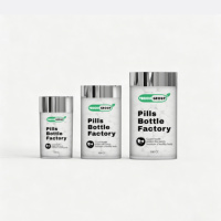 Bocaux en plastique à paroi épaisse PS, flacons vides pour 60 capsules, médicaments, vitamines, sérigraphie, bouchons à vis, design personnalisé