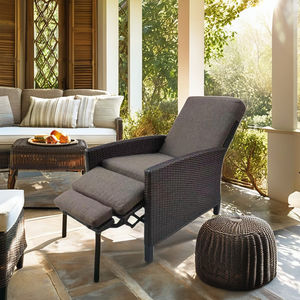 Modern Eco-friendly Design Outdoor Patio Wicker Chair Adjustable <b>Plastic</b> Rattan Swivel for <b>Garden</b> Dining Park Outdoor Furniture - Product Image 4