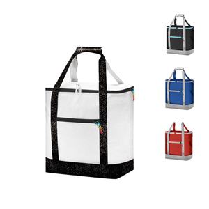 Sac isotherme pliable personnalisé avec logo pour la livraison de repas, de vin, de pique-nique, de plage, de déjeuner, ou comme sac de transport pour aliments. - Product Image 1