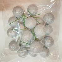 Lot de 20 boules décoratives rondes dorées et argentées scintillantes pour gâteaux d'anniversaire - Fournitures pour la décoration de gâteaux