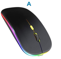 Ratón LED Recargable Silencioso y Delgado OEM con Luces RGB, Modo Dual Inalámbrico BT/2.4G, Doble Orientación, para Carga de Computadora de Escritorio y Portátil