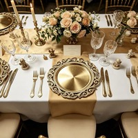 Assiettes de présentation en plastique pour le commerce international, style européen vintage, luxe léger, dorées, non toxiques, pour hôtels et mariages