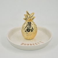 En céramique Ananas Anneau Titulaire/Bijoux Plat Or/Plateau de Bibelot