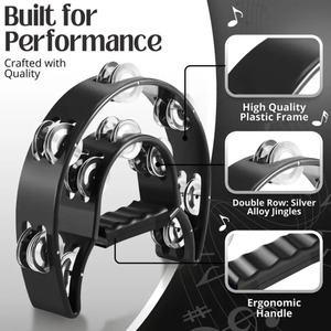 <span class=keywords><strong>Tambourin</strong></span> à main double rangée Percussion à main avec poignée ergonomique <span class=keywords><strong>Tambourin</strong></span> <span class=keywords><strong>demi</strong></span>-<span class=keywords><strong>lune</strong></span> pour KTV Party - Product Image 3