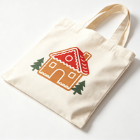 Sac fourre-tout en toile imprimé Noël Père Noël, emballage textile écologique, sac cadeau en tissu avec logo personnalisé