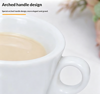 Ensemble tasse et soucoupe à expresso en céramique à parois épaisses de 65 ml, style italien, design minimaliste moderne, blanc pur, pour la maison et le bureau