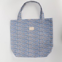 Sac fourre-tout réutilisable en toile bleue avec fermeture éclair, style décontracté, pour courses, rangement et organisation polyvalente