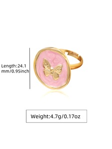 Bague géométrique vintage en acier inoxydable pour femme, style mode avec pendentif papillon, idéale pour les <span class=keywords><strong>vacances</strong></span> - Product Image 5