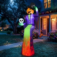 Citrouille Gonflable de 3 m pour Halloween, Décoration Lumineuse LED pour Jardin, Décoration de Fête Extérieure