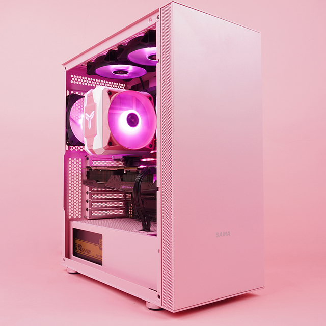 SAMA 3702 Pink Color Steampunk New Design New Arrival Gaming Computer Case Beauty Design for ATX/ITX Pc Case With Simple Desktop