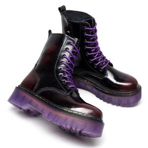European and American thick-soled 8-hole locomotive <b>boots</b> purple sole English-style women's short <b>boots</b> with laces work <b>boots</b> - Product Image 4