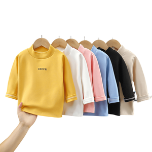 Çocuklar İçin Uzun Kollu İçlik Sonbahar Kış De Rong Esnek Üst Erkek Kız Yarım Balıkçı Yaka Büyük Çocuklar Termal İçlik - Product Image 1