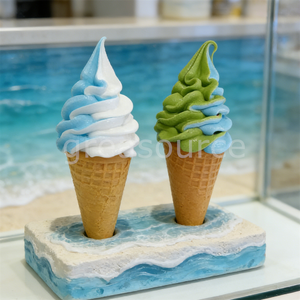 Kit de modèles de crème glacée en plastique de 17 cm à double saveur, effet tourbillon, technique mousse, saveurs artificielles Matcha et Framboise Bleue, pour cornets à gaufres de crème glacée molle, usage café - Product Image 4