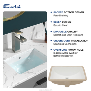 Lavabo sous montage en porcelaine blanche moderne 20x14 pour la maison et les hôtels Vanité de salle de bain Art élégant Bassin de salle de bain - Product Image 6