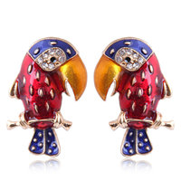 2025 cristal 2021 mode alliage goutte à goutte huile diamant perlé Toucan en forme de femmes Chic boucle d'oreille