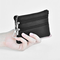 Nouvelle tendance en cuir Pu sac à monnaie portefeuille Mini porte-monnaie en cuir porte-monnaie pochette à fermeture éclair porte-clés