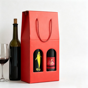 Caja de Papel para <span class=keywords><strong>Vino</strong></span> Tinto, Ecológica, Reciclable, con Doble Botella, Laminación Mate Kraft, con Logotipo Personalizado de Lujo en Relieve, Venta al Por Mayor - Product Image 4