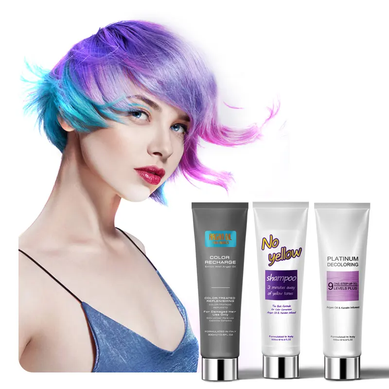Salon Use Hair Color Sliver Shampoo Purple Toner Anti-brassy Non Allergic No Yellow Shampoo