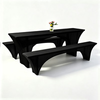 Ensemble de housses de table modernes trois pièces en polyester élastique, best-seller, pour extérieur, avec nappe et housse de banc en spandex