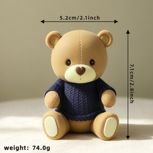 Decorazione per <span class=keywords><strong>Torta</strong></span> a Forma di Orsacchiotto in Maglione Blu Scuro Stile Britannico, Topper per <span class=keywords><strong>Torta</strong></span> di <span class=keywords><strong>Compleanno</strong></span> per Bambini - Product Image 5
