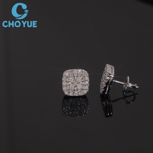 Hot Sale HPHT Lab Diamonds Stud <b>Earrings</b> Real 925 Silver Gold Plated Claw Setting Luxury Square Screw <b>Back</b> Stud <b>Earring</b> Jewelry - Product Image 5