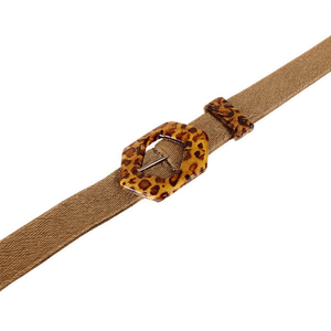 Cintura in resina con stampa leopardata e fibbia in resina, larga 5 cm, cintura alla moda per donna - Product Image 1