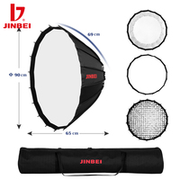 JINBEI Boîte à lumière parabolique réfléchissante de 90 cm pour flash Speedlite, monture Bowens, avec sac, grille diffuseur