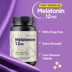 Comprimés de mélatonine naturelle 12 mg au goût de baies pour adultes ayant des difficultés à s'endormir et souffrant de <span class=keywords><strong>troubles</strong></span> du rythme circadien - Product Image 3